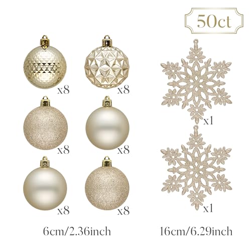 50ct Christmas Tree Decorations Ball Ornaments 2.36 Inches (50 Count)
