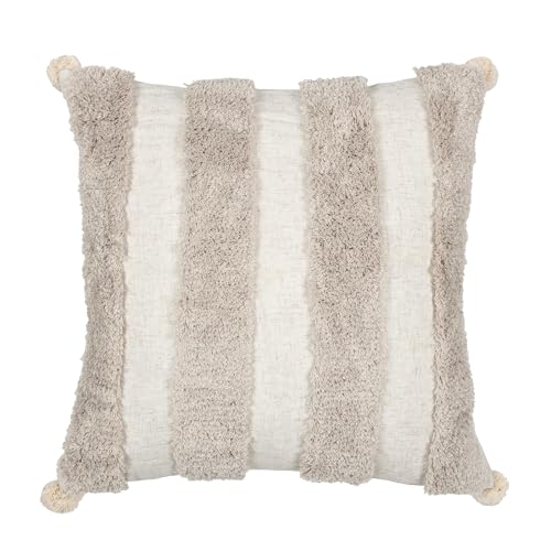 Boho Throw Pillow Covers 18x18 Tufted Home Decor Natural Beige