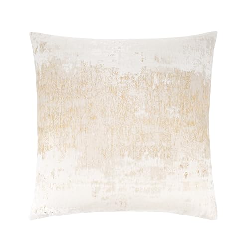 Cream Champagne Metallic Jacquard Throw Pillow Cover 18x18 Velvet Back Modern Glam Sofa Decor