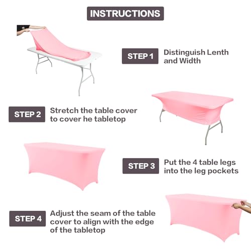 8FT Table Cloth for Rectangular Spandex Light Pink Table Cover
