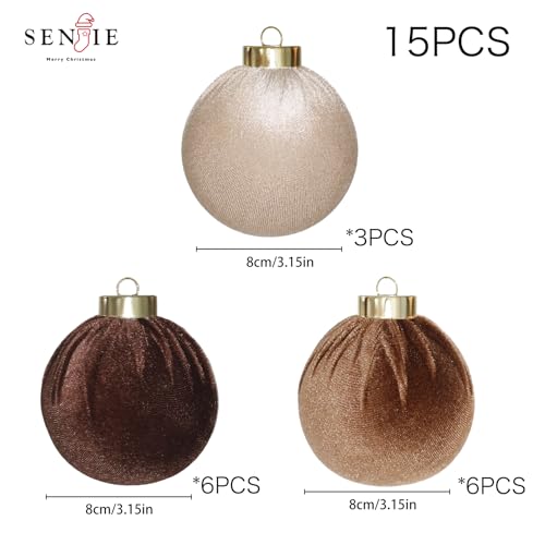 15PCS Velvet Ornaments for Christmas Tree Decor (15 Count)