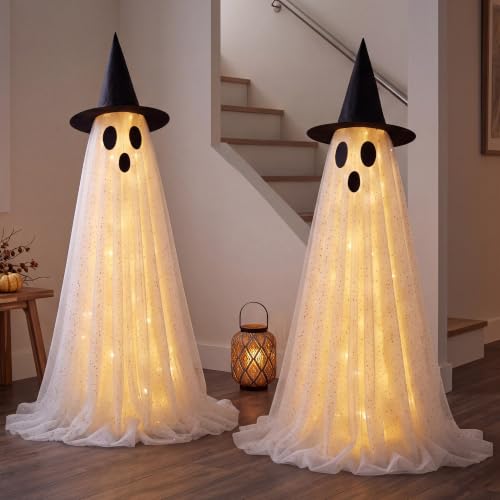 2 Packs 47'' Halloween Decorations Outdoor Standing Ghost