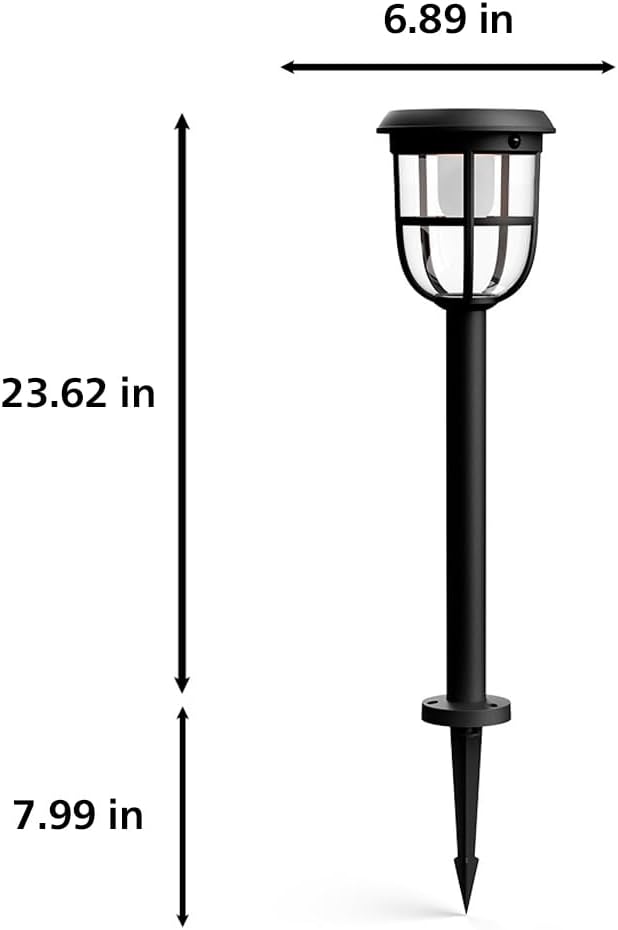 Philips Solar LED 1-Pack Ultra-Efficient Pathway Light - Radii, Automatically Linkable, Dusk to Dawn, Motion Sensor, 3000K Bright White Light, IP44, Black