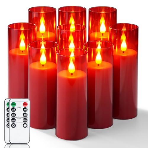 Christmas Red Flameless Candles (9 Count)