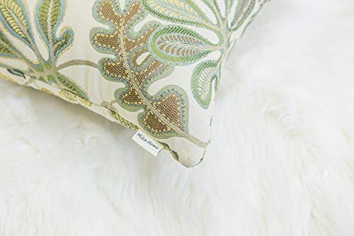 Set of 2 Jacquard Tropical Leaf Pattern Throw Pillow Covers Decorative Pillowcase 20X20 Inches (2 Count)