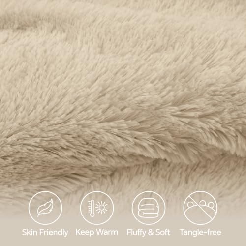 Beige Fluffy Comforter Set King