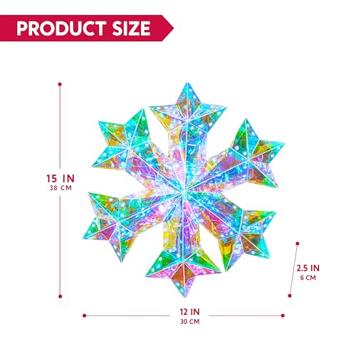 Lighted Prismatic Iridescent Christmas Decorations with LED Lights (Snowflake)