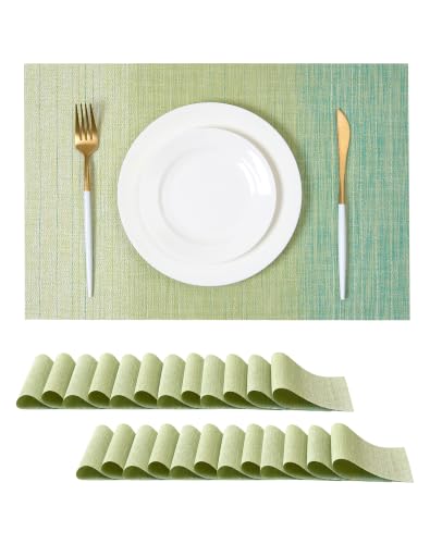 Gradient Green Woven Placemats Set of 24 (24 Count)