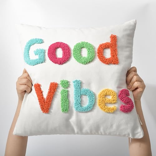 Boho Throw Pillow Covers 18*18 Spring Decorative Tufted Letters