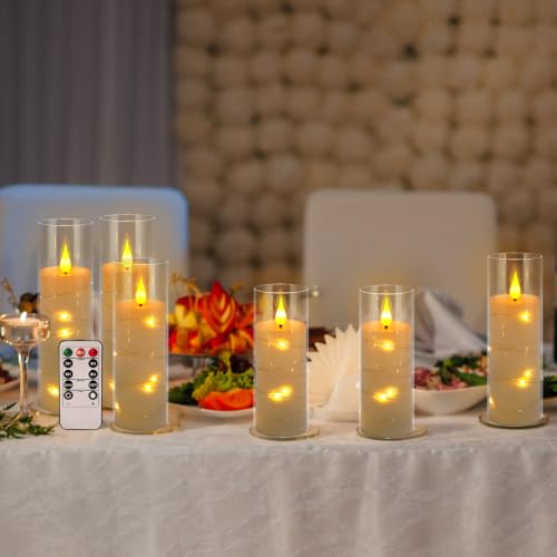 24 Pack Flameless Candles with Embedded Star String Fairy Lights