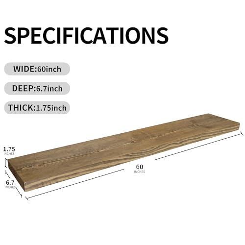 Wood Floating Shelves for Wall 60 inch Set of 2