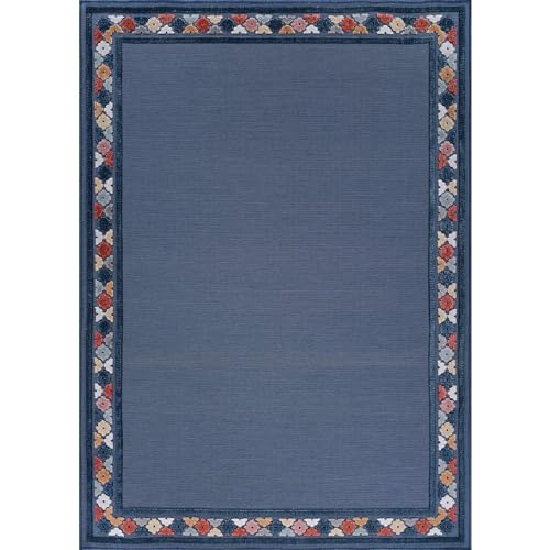 Outdoor Rug 10x14 Modern Bordered Large Area Rugs for Indoor and Outdoor Patio Easy to Clean Non Shedding Living Room Porch Garden Washable Outside Carpet