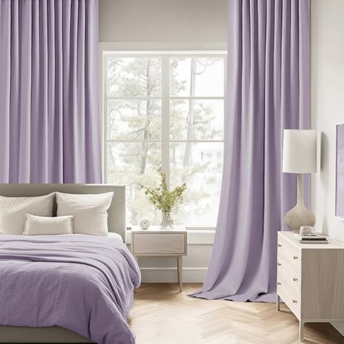 Lilac Back Tab Blackout Curtains 52x90 Inch Long 2 Panels Set (2 Count)