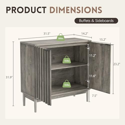 Fluted Buffet Cabinet with Storage