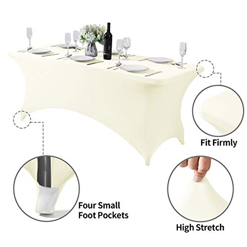 2Pack Spandex Table Cover for 6Ft or 4fT or 8ft Table Universal Fitted Stretch Tablecloth for Party