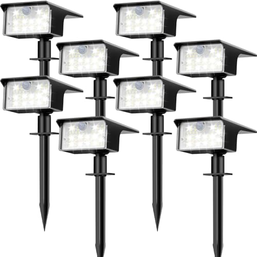 8 Pack 62 LED Solar Spot Lights Outdoor Motion Sensor with 3 Modes (8 Count)