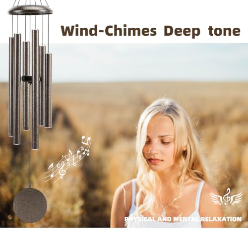 Wind-Chimes-Outdoor-Large-Decor, Deep Tone Soothing Melodic Tones Windchimes, Wind Chimes for Outside, Memorial Wind Chime Best Gift for Mom Women Grandma Neighbors（40" Brown）