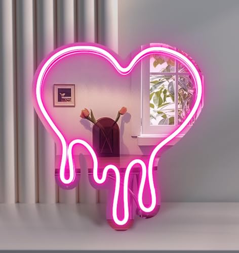 Melting Heart Neon Acrylic Mirror Sign with LED Light