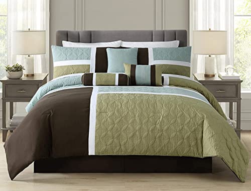 7 Piece Quilted Patchwork Comforter Set