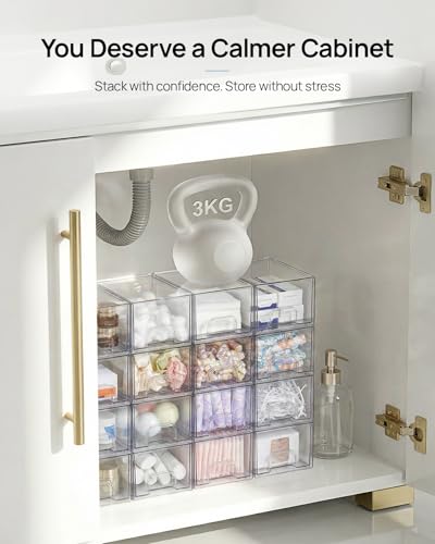 10 Pack Small Clear Stackable Storage Drawers (10 Count)