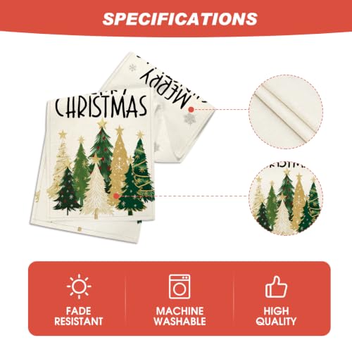 Beige Xmas Trees Table Runner Home Party Decor 13x72 Inch
