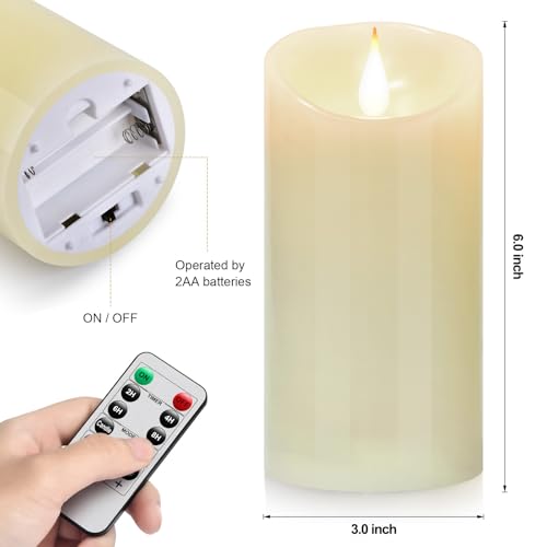Flameless Battery Operated LED Candles 3D Wick Remote Control 24 (2 Count)