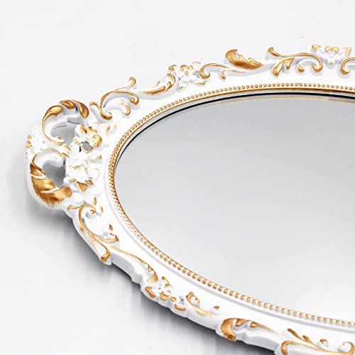 2 Pack Vintage Decorative White Framed Mirror (2 Count)