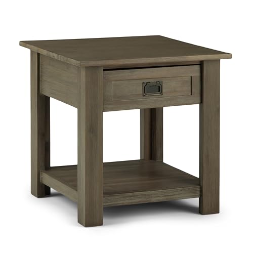 Monroe 22" Wide Solid Wood Rectangular End Table in Grey