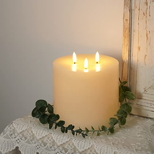 3 Wick Extra Large Flameless Pillar Candles with Timer Remote