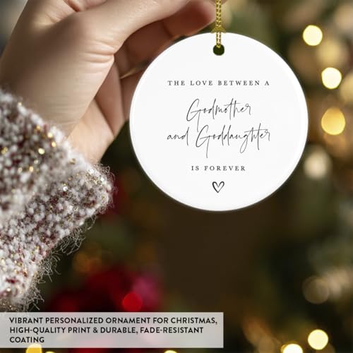 Round Ceramic Porcelain Christmas Tree Ornament Keepsake Collectible Godmother Gift