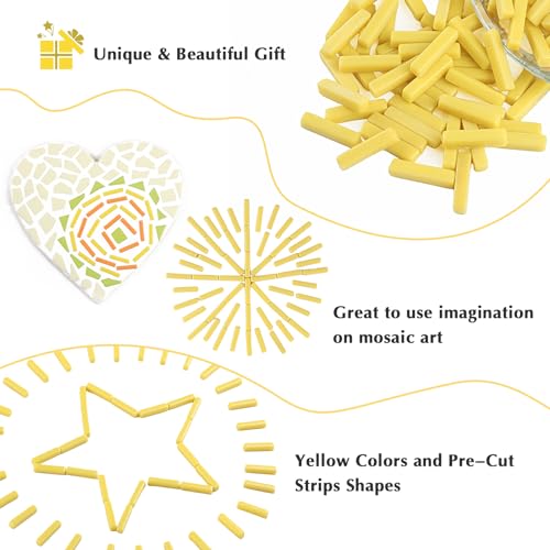 150g Yellow Strips Glass Mosaic Tiles for Crafts Bulk (5.29 Ounce)