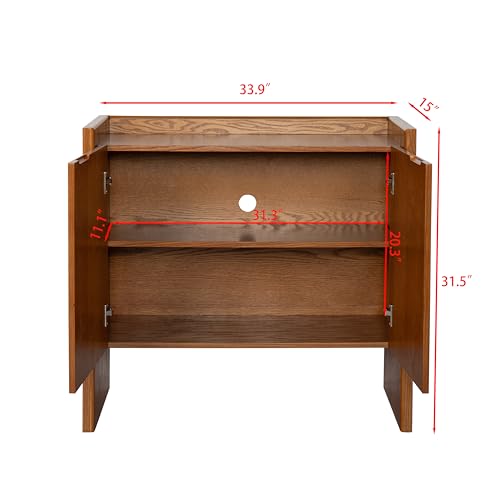 34" Walnut Sideboard Cabinet with Storage