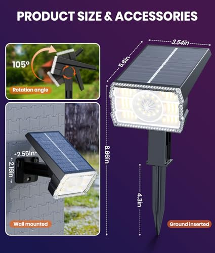 8 Pack Solar Spot Lights Outdoor Multicolor IP67 Waterproof RGB (8 Count)