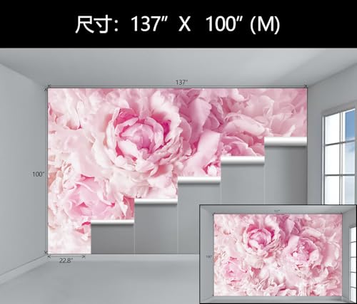 Pink Floral Large Peony Wallpaper Mural for Girl's Room Bedroom
