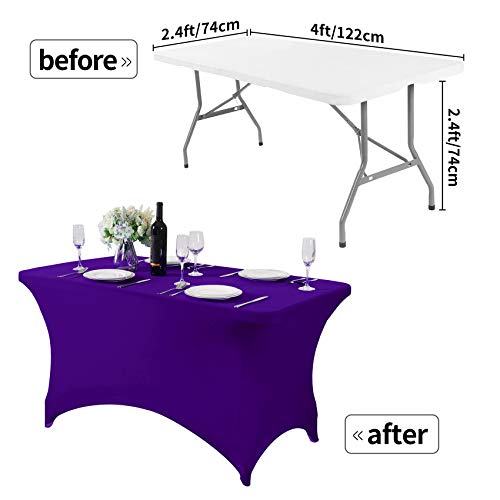 2Pack Spandex Table Cover for 4FT or 6ft or 8ft Table Universal Fitted Stretch Tablecloth for Party (2 Count)