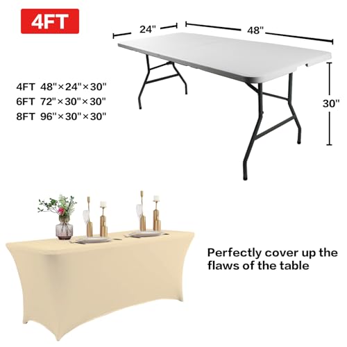 2 Pack 8FT Table Cloth for Rectangular Spandex Champagne Cover (2 Count)