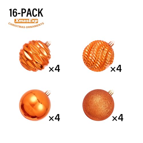 16ct Christmas Ball Ornaments Set Yellow Shatterproof Xmas Tree Hanging Decorations for Fall Thanksgiving Holiday Decor (24 Count)
