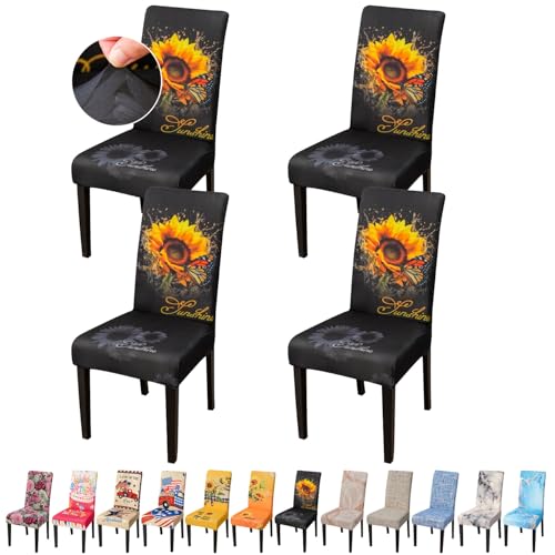 Sunflower Chair Covers for Dining Room Set of 4 (4 Count)