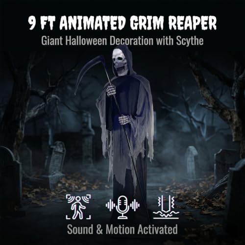 9FT Animated Grim Reaper Halloween Decoration (9ft Grim Reper)