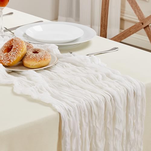 White Cheesecloth Table Runner 35×120Inch Fall Boho Wedding Home Decor