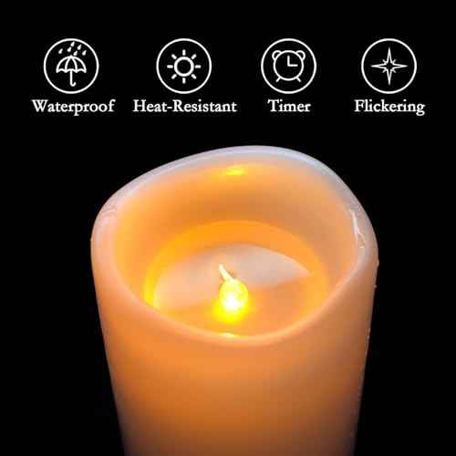 10" x 4" Large Waterproof Outdoor Flameless Candles with Remote Control and Timer (4 Count)