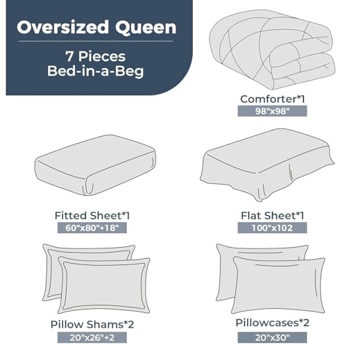 7 Piece Oversized Queen Comforter Set