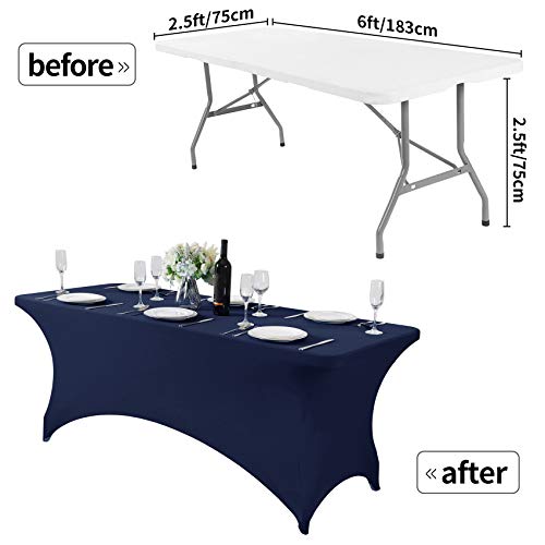 2Pack Spandex Table Cover for 6Ft or 4fT or 8ft Table Universal Fitted Stretch Tablecloth for Party