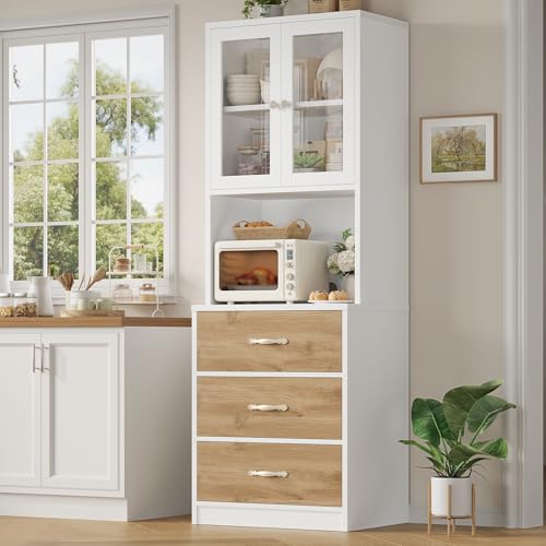 71“ Tall Kitchen Pantry Storage Cabinet with Microwave Stand