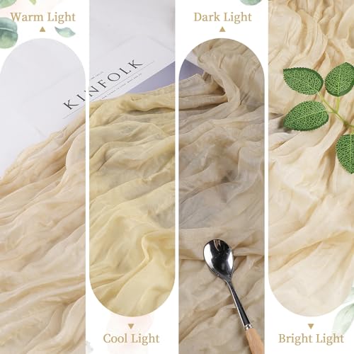 6 Pack Beige Cheesecloth Table Runner 35×120Inch Boho Wedding Home Decor (5.28 Ounce)