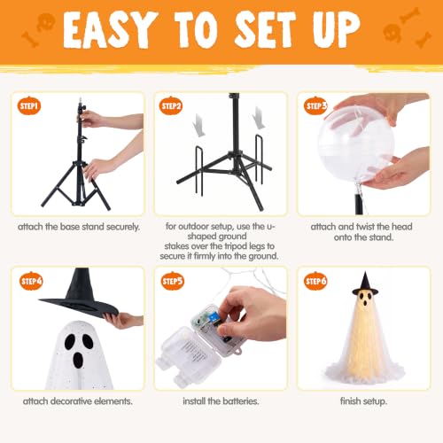 2 Packs 47'' Halloween Decorations Outdoor Standing Ghost