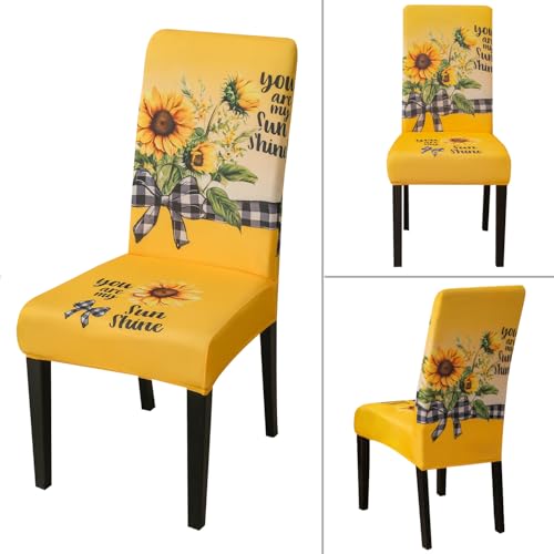 Sunflower Chair Covers for Dining Room Set of 4