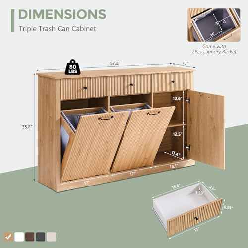 Triple Tilt Out Trash Can Cabinet