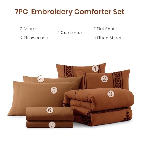 Embroidery Super King Plus Comforter Set 7 Pieces Bed in a Bag