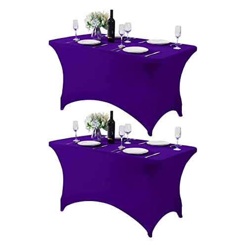 2Pack Spandex Table Cover for 4FT or 6ft or 8ft Table Universal Fitted Stretch Tablecloth for Party (2 Count)